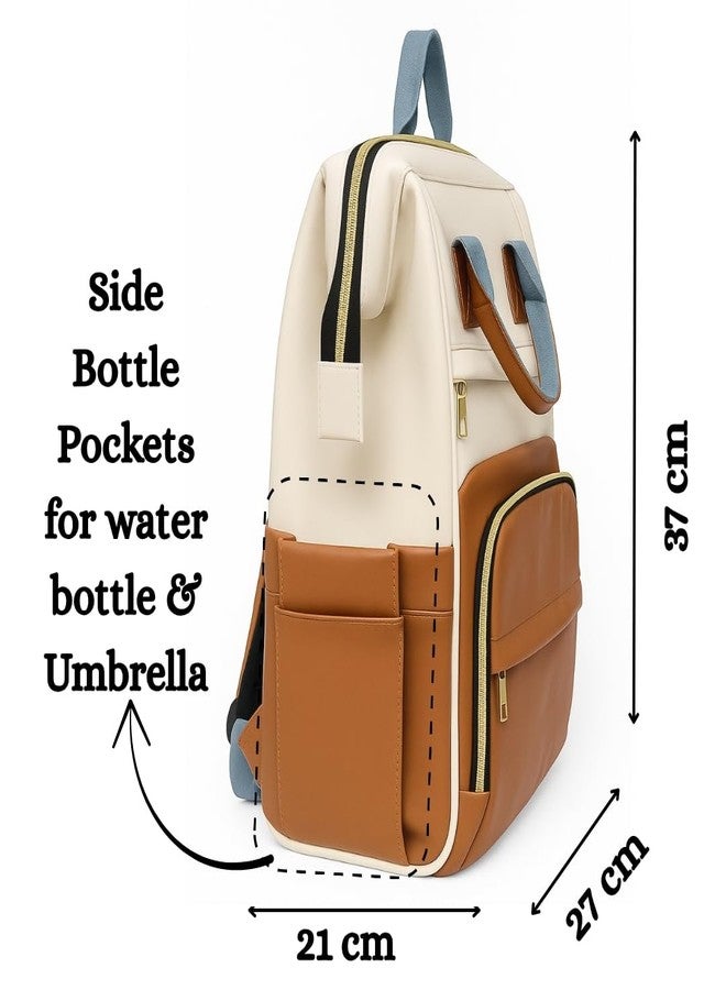 Tip 'n' Top Diaper Bag Backpack for Moms & Dads | Multi-Function Waterproof Baby Bag | Large Capacity with Insulated Pockets | Stylish Maternity Backpack for Travel & Daily Use (Brown and Cream) - Image 5