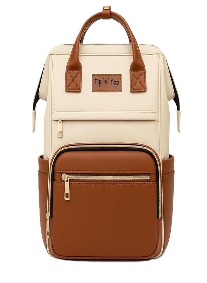 Tip 'n' Top Diaper Bag Backpack for Moms & Dads | Multi-Function Waterproof Baby Bag | Large Capacity with Insulated Pockets | Stylish Maternity Backpack for Travel & Daily Use (Brown and Cream) - Image 1