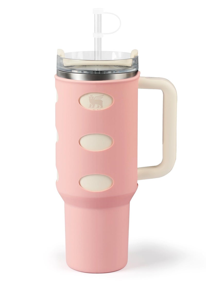 SOLARAE مجموعة أغطية سيليكون واقية لملحقات كأس ستانلي، غلاف زجاجة ماء لكوب ستانلي 30/40 أونصة مع مقبض، غطاء واقي لأسفل زجاجة الماء لكوب ستانلي - Image 1