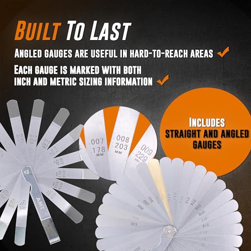 AMERICAN MUTT TOOLS Mutt Tools 2pc Feeler Gauge Set - Premium Straight & Angled Feeler Gauges for Valves - Inch and Metric Measurement - Gap Tool for Automotive - Image 3
