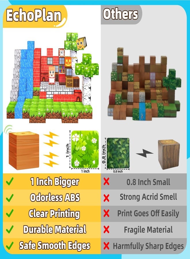 EchoPlan 200PCS Magnetic Blocks, Magnetic Building Blocks, Magnet Blocks Cubes, STEM Educational Stacking Magnet Toy for Kids Ages 3 4 5 6 7 8 9 10 11, Birthday Gifts for Boys and Girls, 1" Large Size - Image 4