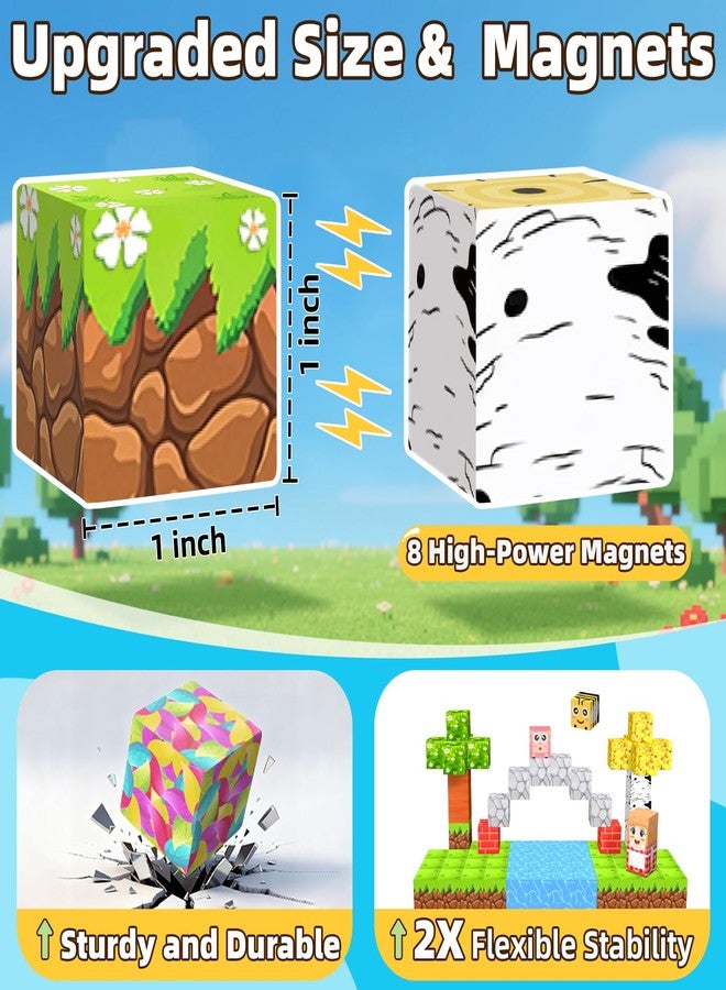 EchoPlan 200PCS Magnetic Blocks, Magnetic Building Blocks, Magnet Blocks Cubes, STEM Educational Stacking Magnet Toy for Kids Ages 3 4 5 6 7 8 9 10 11, Birthday Gifts for Boys and Girls, 1" Large Size - Image 2