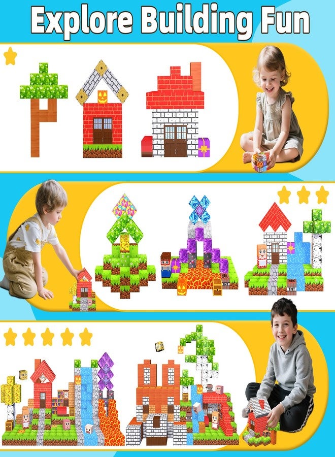 EchoPlan 200PCS Magnetic Blocks, Magnetic Building Blocks, Magnet Blocks Cubes, STEM Educational Stacking Magnet Toy for Kids Ages 3 4 5 6 7 8 9 10 11, Birthday Gifts for Boys and Girls, 1" Large Size - Image 5