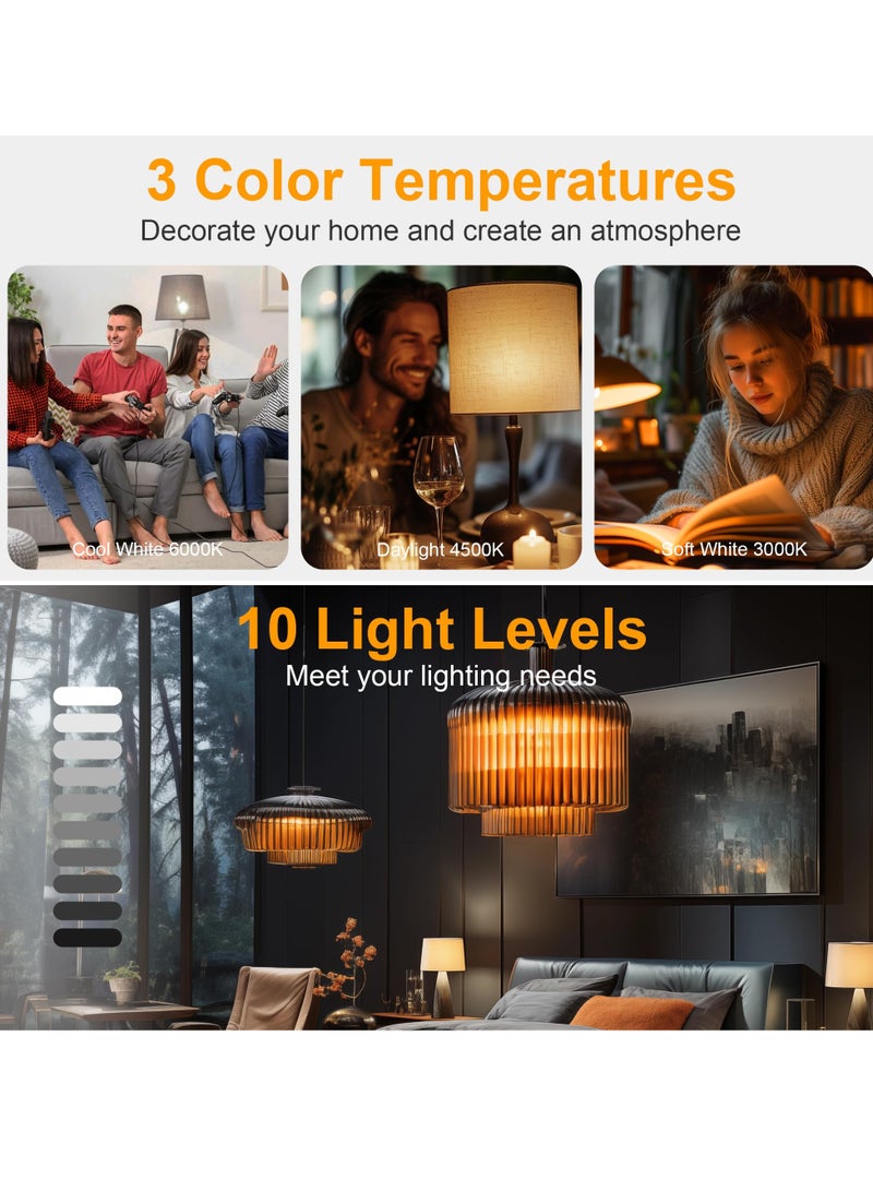 SYOSI Rechargeable Battery Operated Light Bulbs, 300LM E26 Screw in (Magnetic Detachable) Light Bulb for Lamps with Remote Control Dimmable＆Timer, Wireless Puck Emergency Lamp for Non-Hardwired Wall Sconce - Image 3