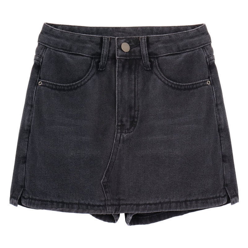 Large Size Retro Hot Girl A- line Denim Skirt Womens Summer 2023 New High Waist Mini Skirt Skirt Skirt Culottes Black