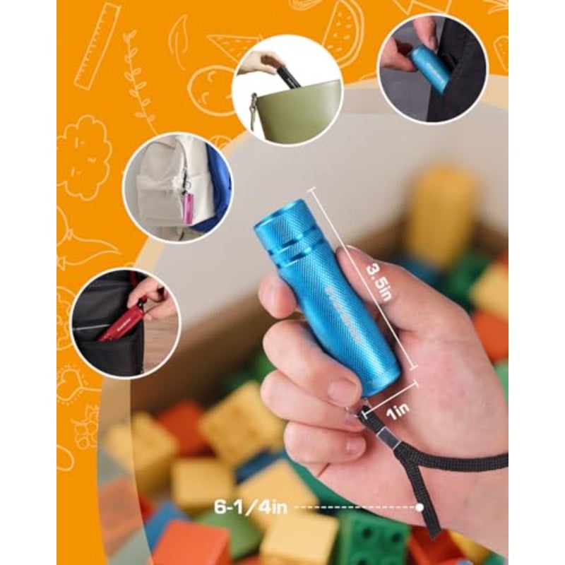 Mini Flashlight Set, Aluminum LED Handheld Torches with Lanyard, Assorted Colors, 90xAAA Batteries Included for Emergency, Night Reading, Camping, Power Outage, Bulk Holiday Gifts - Image 5