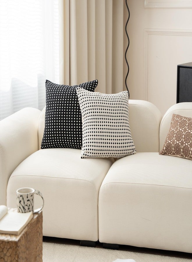 MOCOFO Black and White Throw Pillow Cover-Cotton Woven Pillowcase(18x18) (White) - Image 4