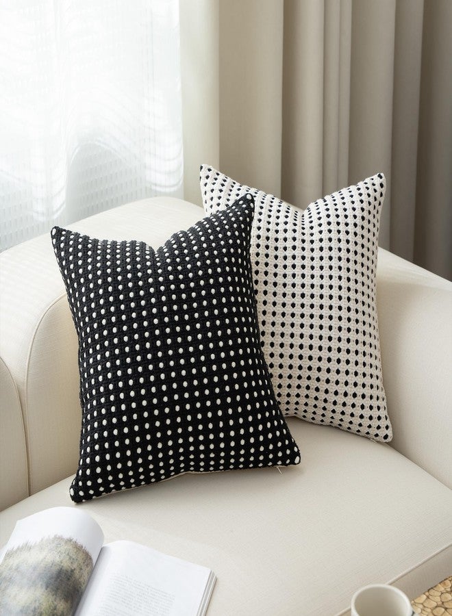 MOCOFO Black and White Throw Pillow Cover-Cotton Woven Pillowcase(18x18) (White) - Image 2