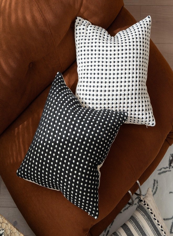 MOCOFO Black and White Throw Pillow Cover-Cotton Woven Pillowcase(18x18) (White) - Image 3