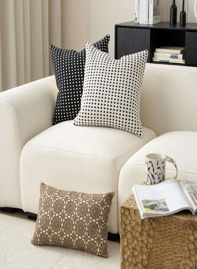MOCOFO Black and White Throw Pillow Cover-Cotton Woven Pillowcase(18x18) (White) - Image 5