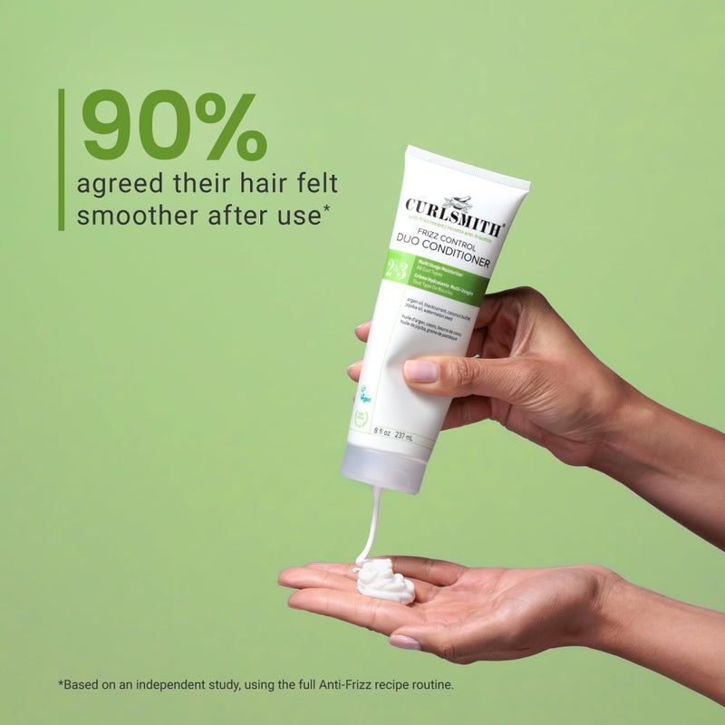 CURLSMITH Frizz Control Duo Conditioner - Moisturizing Anti-Frizz Condtioner and Nourishing Leave-In for Frizz Control, For All Curl Types, Vegan & Cruelty Free (8 oz) - Image 4