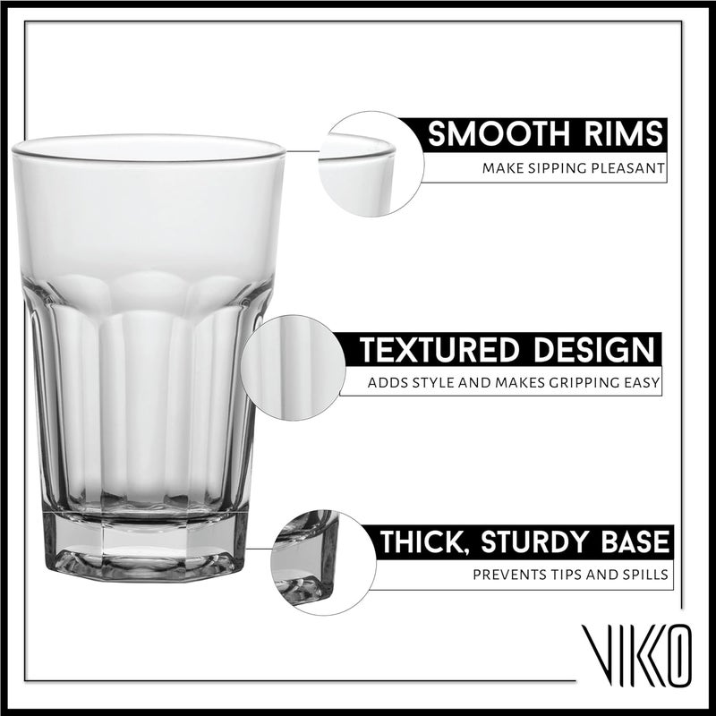 Vikko Drinking Glasses, 11.5 Ounce Glass Cups, Durable Glasses Drinking Set of 6, Stackable Water Glasses, Highball Glasses, Heavy Base Tumblers & Water Glasses, Dishwasher Safe Cups for Kitchen - Image 2