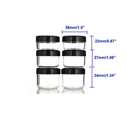 yueton 6Pcs Empty Clear Boday Black Top Lid Plastic Sample Containers 10/15/20Gram Size Cosmetic Containers Pot Jars Eyshadow Container Lot - Image 5