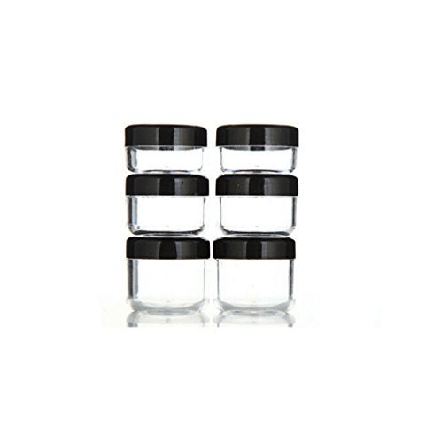 yueton 6Pcs Empty Clear Boday Black Top Lid Plastic Sample Containers 10/15/20Gram Size Cosmetic Containers Pot Jars Eyshadow Container Lot - Image 1