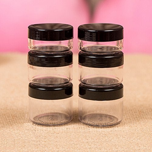 yueton 6Pcs Empty Clear Boday Black Top Lid Plastic Sample Containers 10/15/20Gram Size Cosmetic Containers Pot Jars Eyshadow Container Lot - Image 4