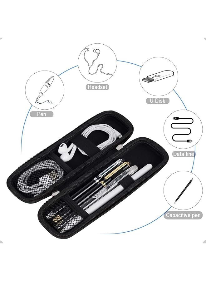 X spring Hard Shell Pen Case Simple Zipper Organizer Box Black Pencil Case Eva Hard Shell Pen Case Simple Thin Waterproof Pen Case Organizer Box For Stylus Touch Pen Art Pencil Headphones - Image 2