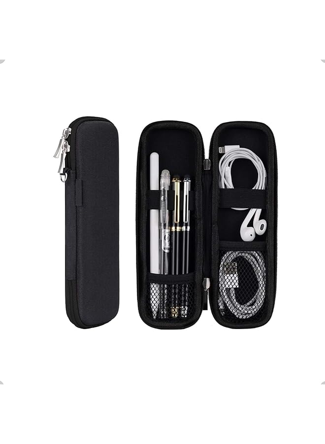 X spring Hard Shell Pen Case Simple Zipper Organizer Box Black Pencil Case Eva Hard Shell Pen Case Simple Thin Waterproof Pen Case Organizer Box For Stylus Touch Pen Art Pencil Headphones - Image 1