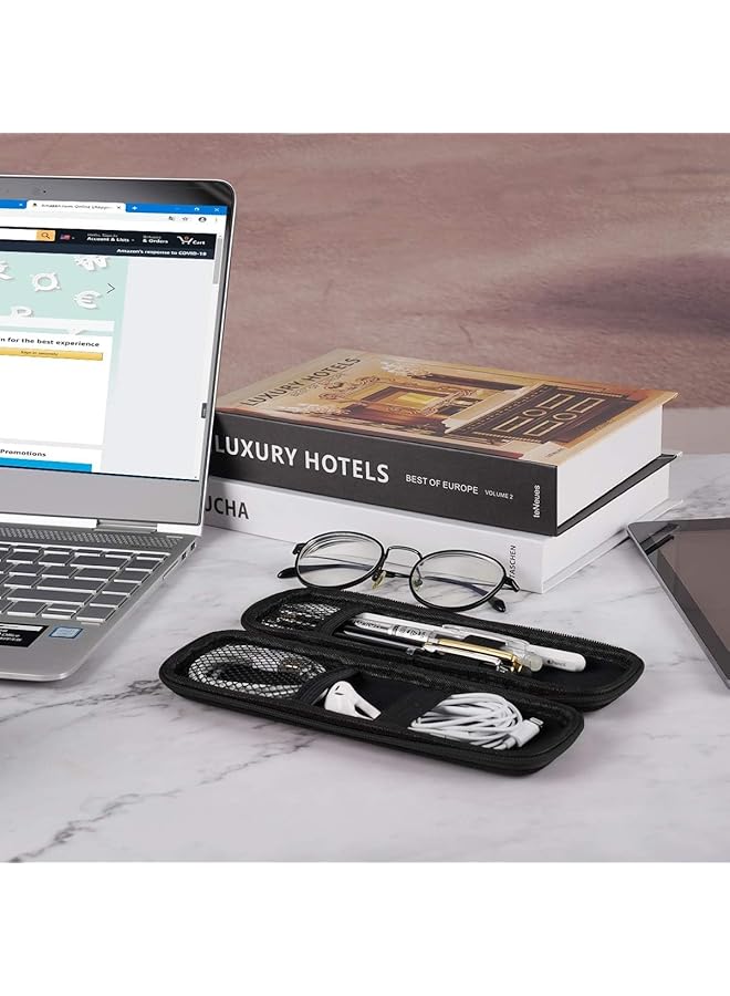 X spring Hard Shell Pen Case Simple Zipper Organizer Box Black Pencil Case Eva Hard Shell Pen Case Simple Thin Waterproof Pen Case Organizer Box For Stylus Touch Pen Art Pencil Headphones - Image 4