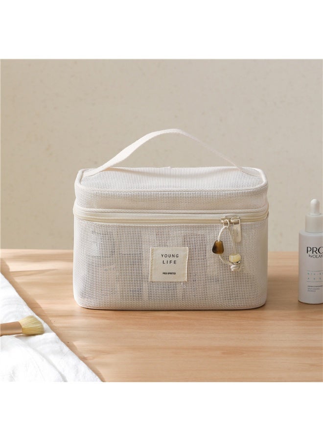 1pcs Multi-Purpose Simple Makeup Bag For Women,Double-layer Large Capacity Travel Toiletry Pocket, Quick Drying Breathable，Skincare Products Organizer，Suitable For Storing Damp Toiletries - Image 1