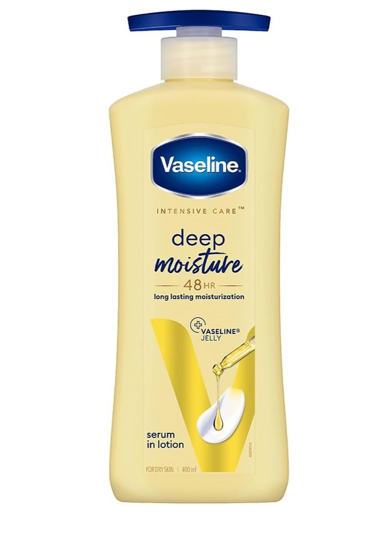 Vaseline Intensive Care Deep Moisture Nourishing Body Lotion 400 ml Daily Moisturizer for Dry Skin, Gives Non-Greasy, Glowing Skin - For Men & Women - Image 1