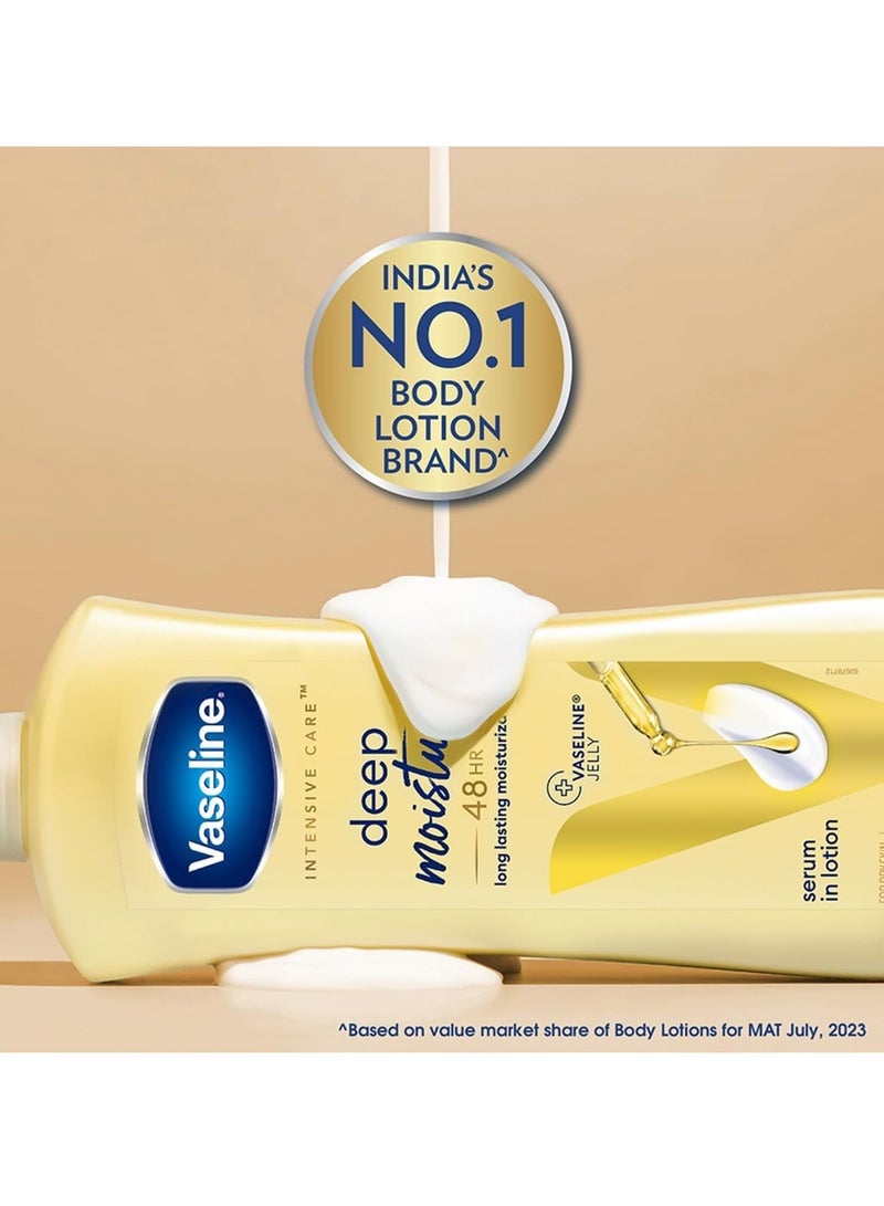 Vaseline Intensive Care Deep Moisture Nourishing Body Lotion 400 ml Daily Moisturizer for Dry Skin, Gives Non-Greasy, Glowing Skin - For Men & Women - Image 2