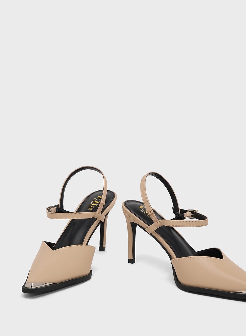 ايلا حذاء بكعب عالٍ بحزام للكاحل مع لمسة معدنية - Image 4