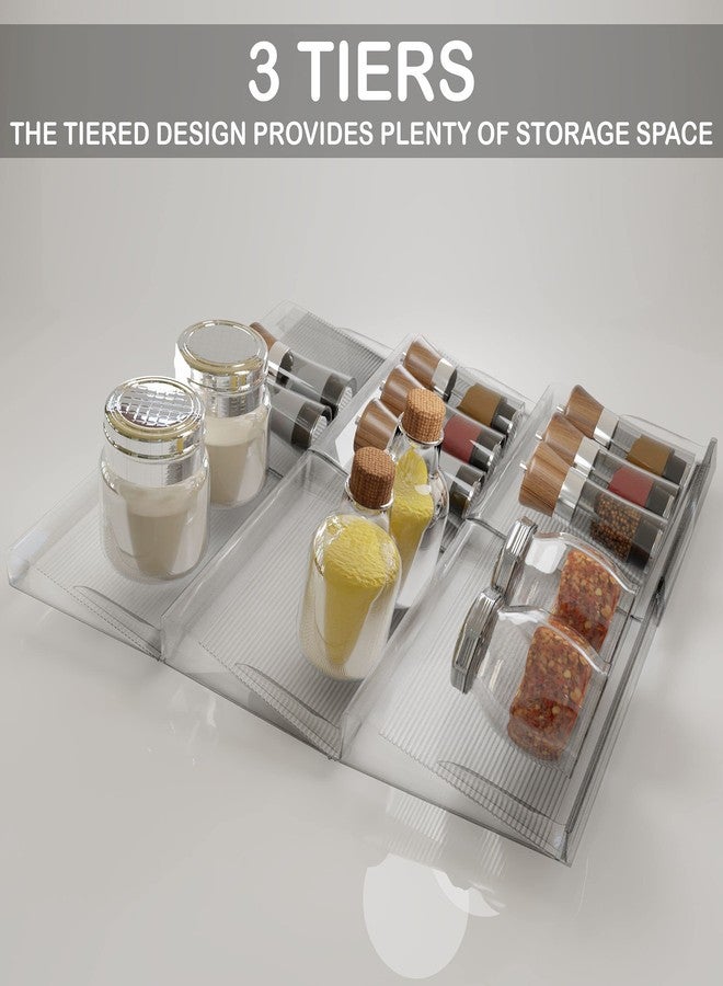 BaHoki Essentials 3 Tier Spice Rack- Kitchen Drawer Organizer - Clear Plastic Storage Rack for Kitchen Pantry - Perfect for Salt, Pepper, Spices and Seasonings - Image 3