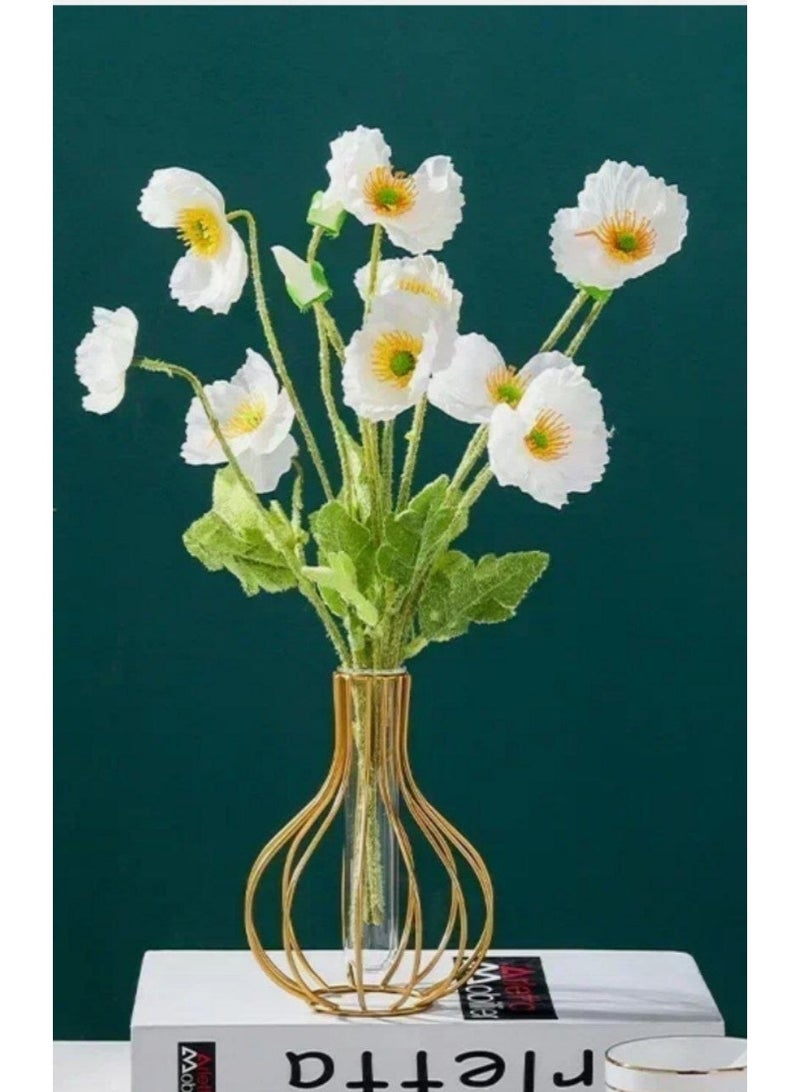 Vase With Metal Frame For Home And Office Decoration