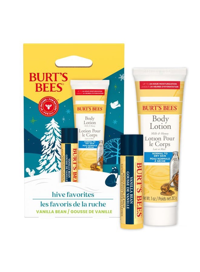 Burt's Bees Gift Set for Lip & Body, Vanilla Bean Lip Balm & Mini Milk & Honey Body Lotion, Hive Favorite Limited Edition - Image 1