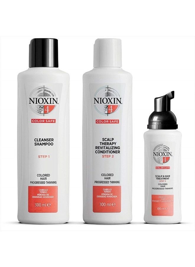 Nioxin System Kit 4, Hair Strengthening & Thickening Treatment, Treats & Hydrates Sensitive or Dry Scalp, For Color Treated Hair with Progressed Thinning, Full Size (3 Month Supply)  - Image 1