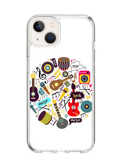 Classic Clear Case for Apple iPhone 14 Hybrid Soft Case Flexible Edges Anti Drop TPU PC Gel Thin Transparent Cover [ Designed for Apple iPhone 14 ] - Muscial Instruments Full Print