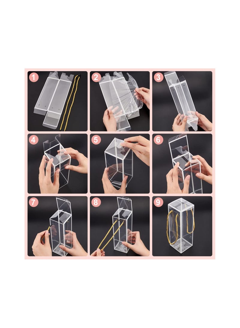 SYOSI Clear Pvc Plastic Favor Box, 10set 7x7x21cm Transparent Rectangle Candy Boxes with Black Borders and Cord for Holiday, Wedding Party Favors Gift Packaging, Pastries, Biscuits, Chocolates, Cupcakes - Image 4