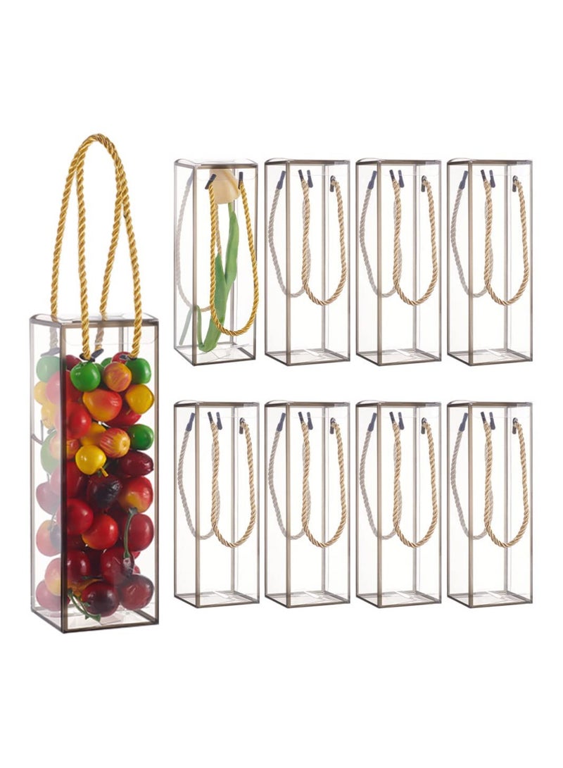 SYOSI Clear Pvc Plastic Favor Box, 10set 7x7x21cm Transparent Rectangle Candy Boxes with Black Borders and Cord for Holiday, Wedding Party Favors Gift Packaging, Pastries, Biscuits, Chocolates, Cupcakes - Image 1