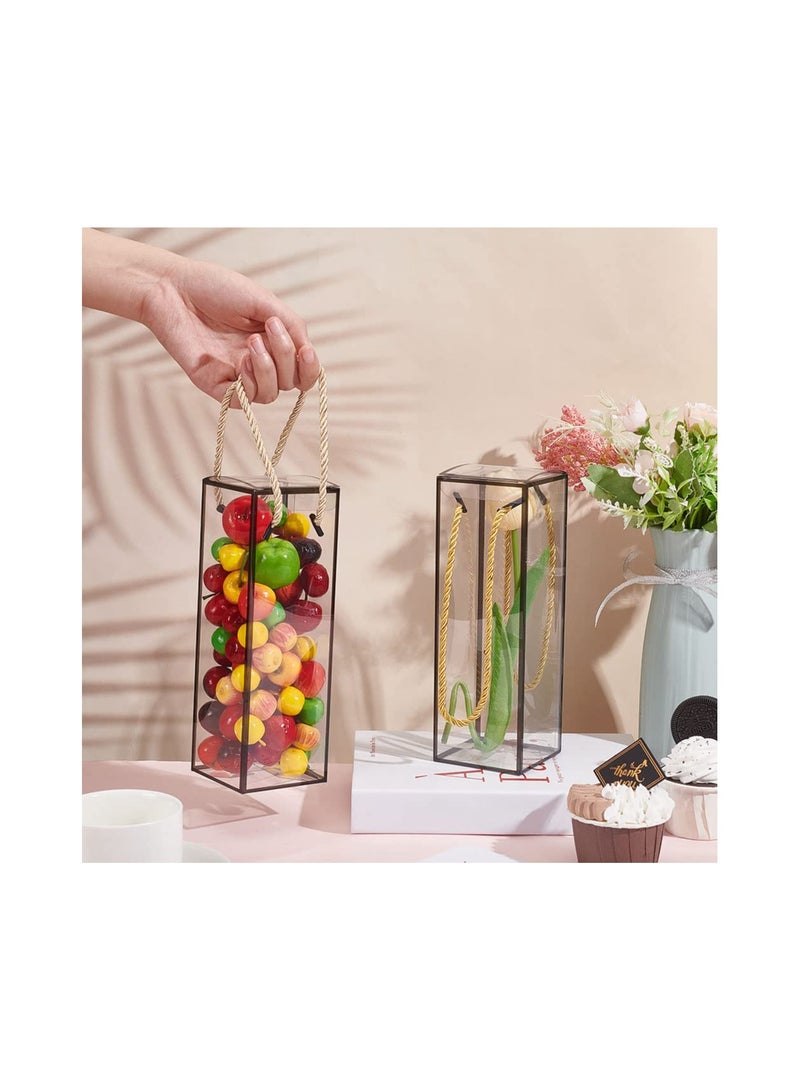 SYOSI Clear Pvc Plastic Favor Box, 10set 7x7x21cm Transparent Rectangle Candy Boxes with Black Borders and Cord for Holiday, Wedding Party Favors Gift Packaging, Pastries, Biscuits, Chocolates, Cupcakes - Image 2