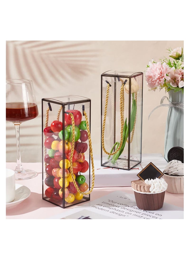 SYOSI Clear Pvc Plastic Favor Box, 10set 7x7x21cm Transparent Rectangle Candy Boxes with Black Borders and Cord for Holiday, Wedding Party Favors Gift Packaging, Pastries, Biscuits, Chocolates, Cupcakes - Image 5