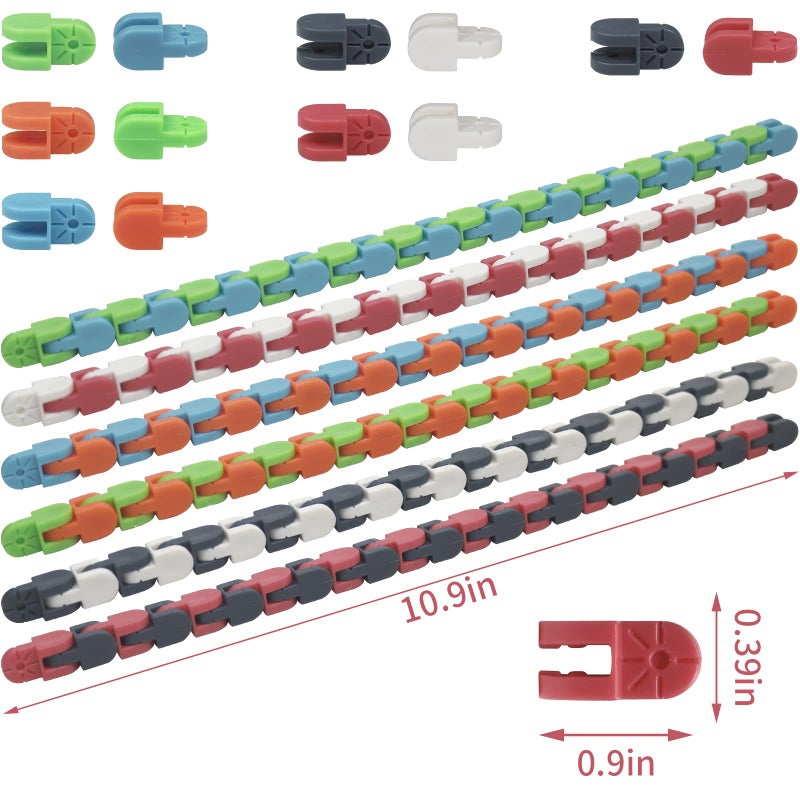 Lendod 18 Pack Tracks Wacky Tracks Snap and Plick Toys Toys Finger Sensory Toys 24 Links Snake Buzzles for Leforn - Image 2