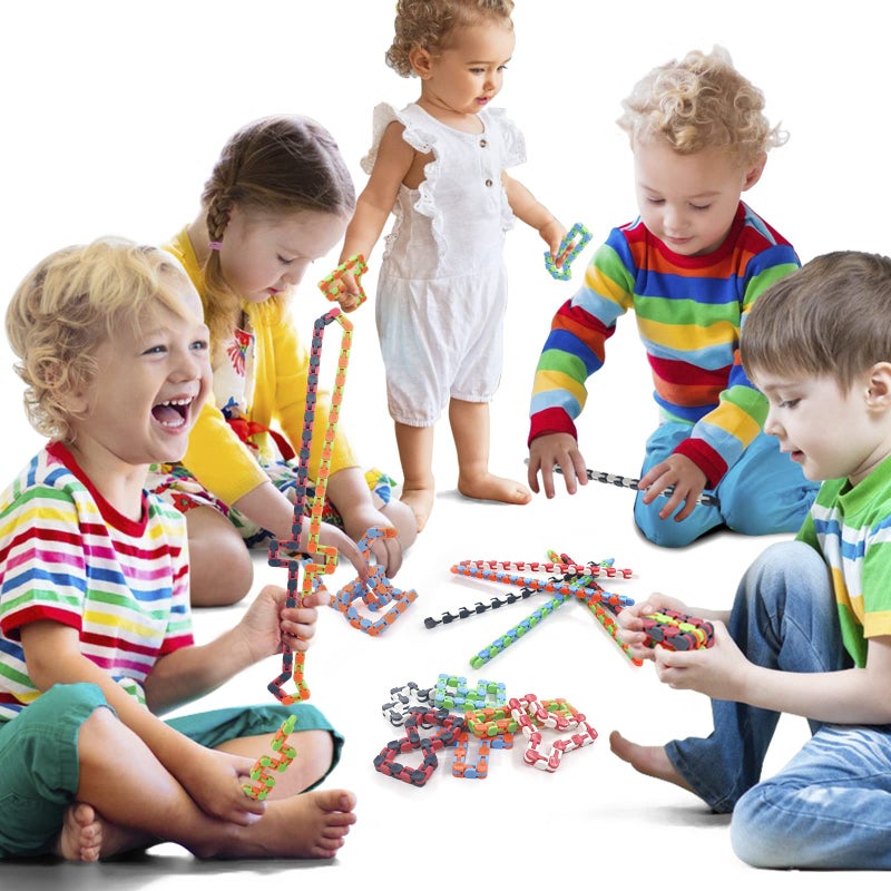 Lendod 18 Pack Tracks Wacky Tracks Snap and Plick Toys Toys Finger Sensory Toys 24 Links Snake Buzzles for Leforn - Image 5