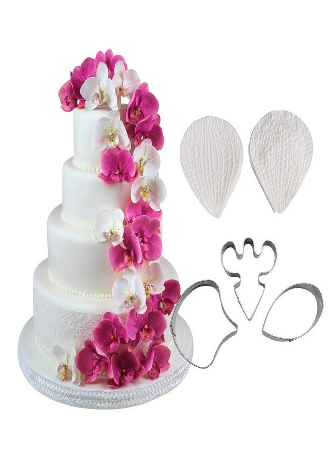 AK ART KITCHENWARE Sugarpaste Flower Craft Tools Silicone Veiner Molds and Fondant Cutters Set Cake Decorations Bakery Tools (Orchid) - Image 5