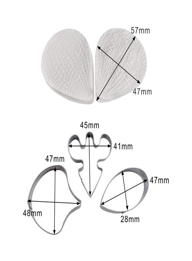 AK ART KITCHENWARE Sugarpaste Flower Craft Tools Silicone Veiner Molds and Fondant Cutters Set Cake Decorations Bakery Tools (Orchid) - Image 3