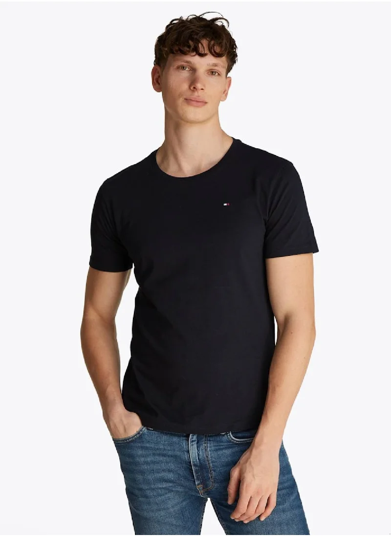 TOMMY HILFIGER Men's 3-Pack Signature Embroidery T-Shirts - Cotton, Black