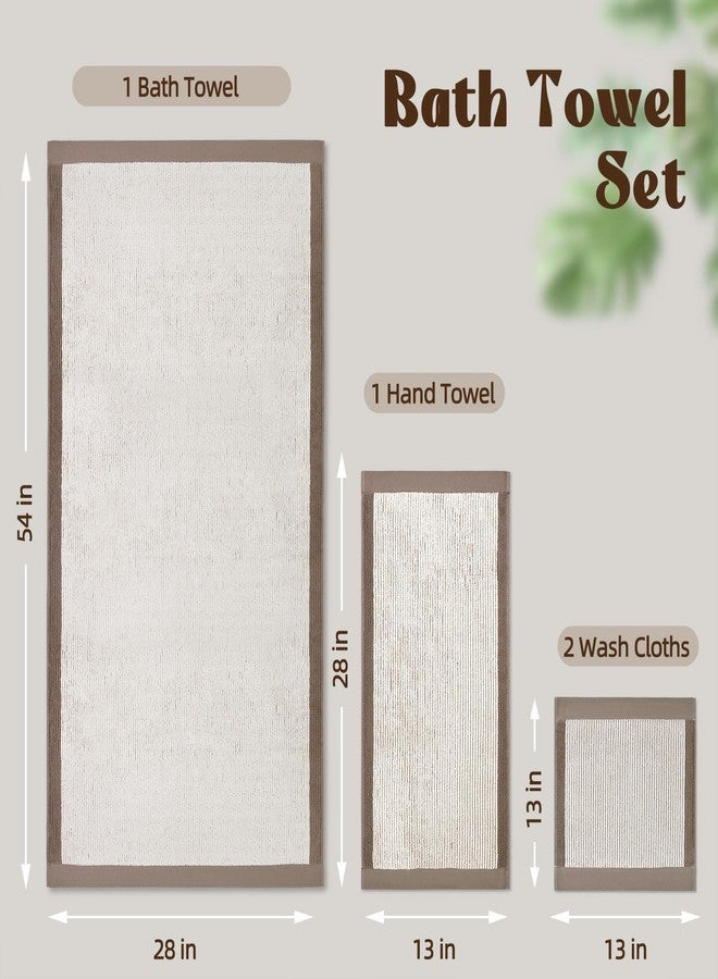Cleanbear Bath Towels Set 4 Piece, 100% Cotton, Ultra Soft, Absorbent and Quick Dry Towels for Bathroom, 1 Bath, 1 Hand, 2 Washcloths, Ideal for Adults, Light Brown - Image 2