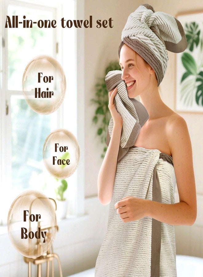 Cleanbear Bath Towels Set 4 Piece, 100% Cotton, Ultra Soft, Absorbent and Quick Dry Towels for Bathroom, 1 Bath, 1 Hand, 2 Washcloths, Ideal for Adults, Light Brown - Image 5
