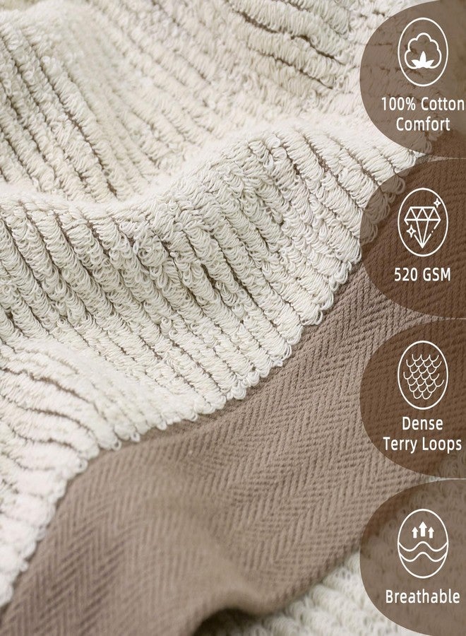 Cleanbear Bath Towels Set 4 Piece, 100% Cotton, Ultra Soft, Absorbent and Quick Dry Towels for Bathroom, 1 Bath, 1 Hand, 2 Washcloths, Ideal for Adults, Light Brown - Image 3