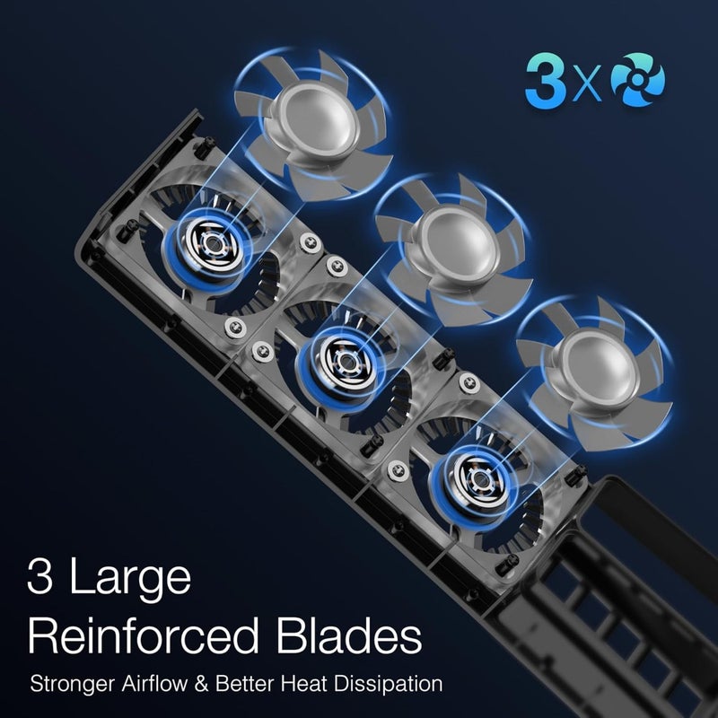 Cooling Fan For PS5 Pro Console Quiet Triple Fan Cooler With Adjustable Speed Auto On/Off USB 3.0 Port Blue LED Light Compatible With PlayStation 5 Pro Digital And Disc Edition - Image 3