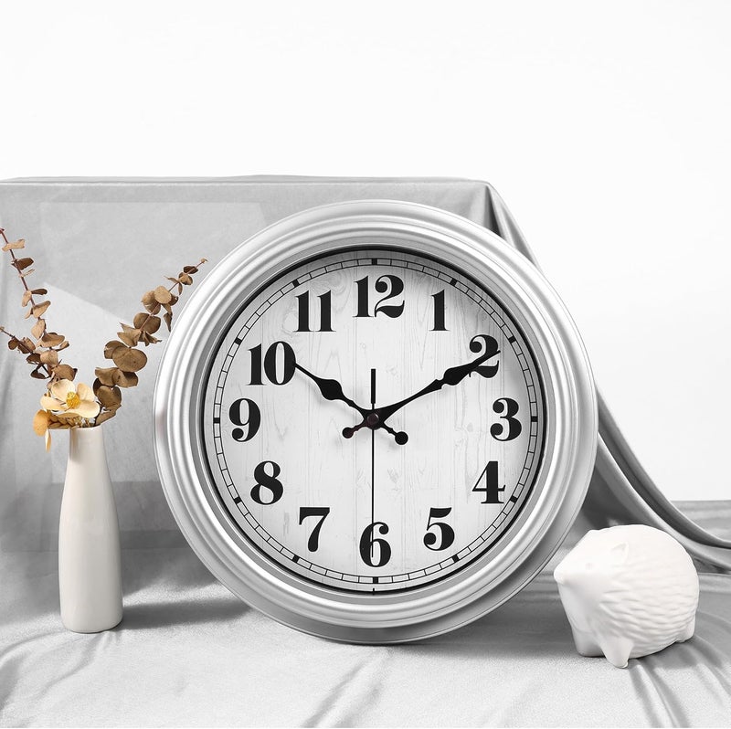 JENLYSTIME ساعة حائطية رترو من بق��اس 12 بوصة، تعمل ببطارية بدون صوت، سهلة القراءة، مناسبة للديكور في غرفة النوم أو غرفة المعيشة أو المطبخ أو المكتب (لون برتقالي). - Image 3