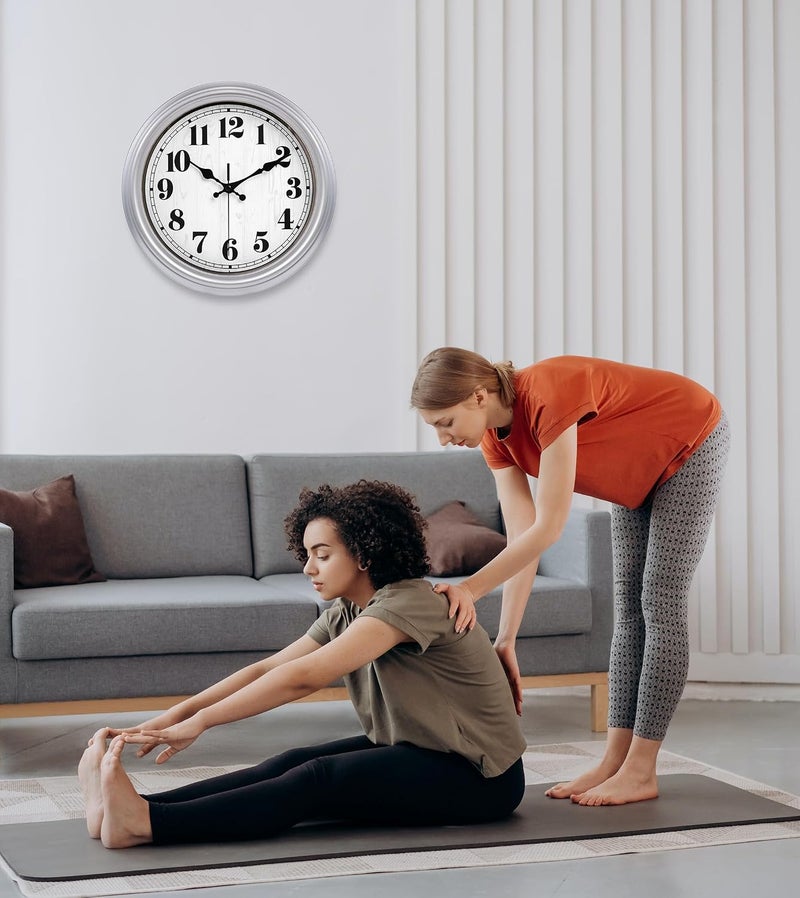JENLYSTIME ساعة حائطية رترو من بق��اس 12 بوصة، تعمل ببطارية بدون صوت، سهلة القراءة، مناسبة للديكور في غرفة النوم أو غرفة المعيشة أو المطبخ أو المكتب (لون برتقالي). - Image 5