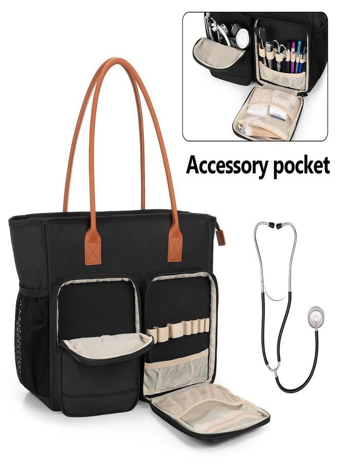 CURMIO Nurse Tote Bag, Portable Medical Bag with Padded Laptop Sleeve for Nursing Work, Home Visits, Health Service, Black (Bag Only) - Image 3