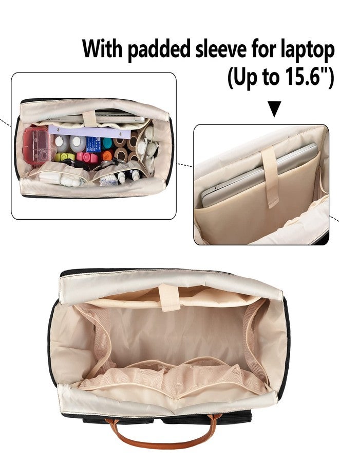 CURMIO Nurse Tote Bag, Portable Medical Bag with Padded Laptop Sleeve for Nursing Work, Home Visits, Health Service, Black (Bag Only) - Image 2