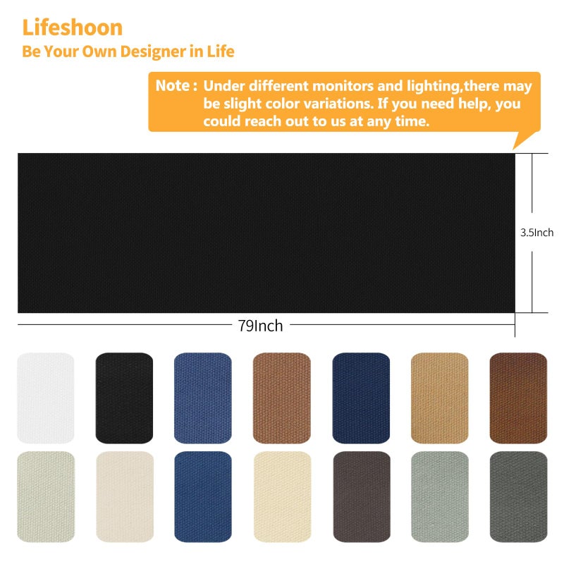 Lifeshoon Fabric Repair Patches, Canvas Self-Adhesive Fabric Patches Tape Durable, DIY Large Canvas Repair for Sofa, Couches, Furniture, Chair, Clothing ï¼ˆ3.5X79 Inch, Blackï¼‰ - Image 2