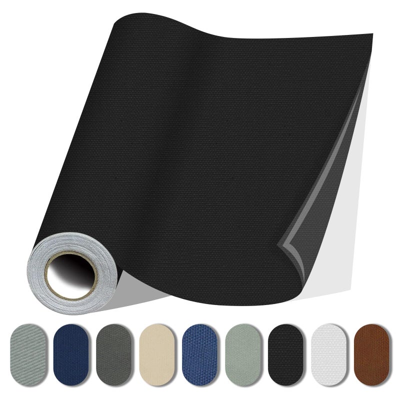 Lifeshoon Fabric Repair Patches, Canvas Self-Adhesive Fabric Patches Tape Durable, DIY Large Canvas Repair for Sofa, Couches, Furniture, Chair, Clothing ï¼ˆ3.5X79 Inch, Blackï¼‰ - Image 1